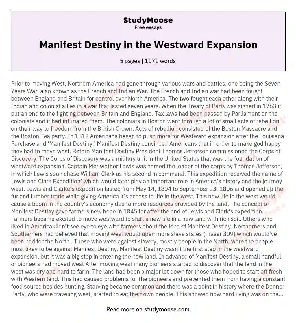 Manifest Destiny in the Westward Expansion