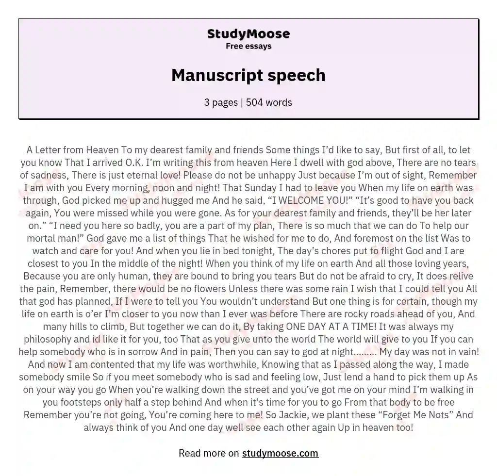 Manuscript speech essay