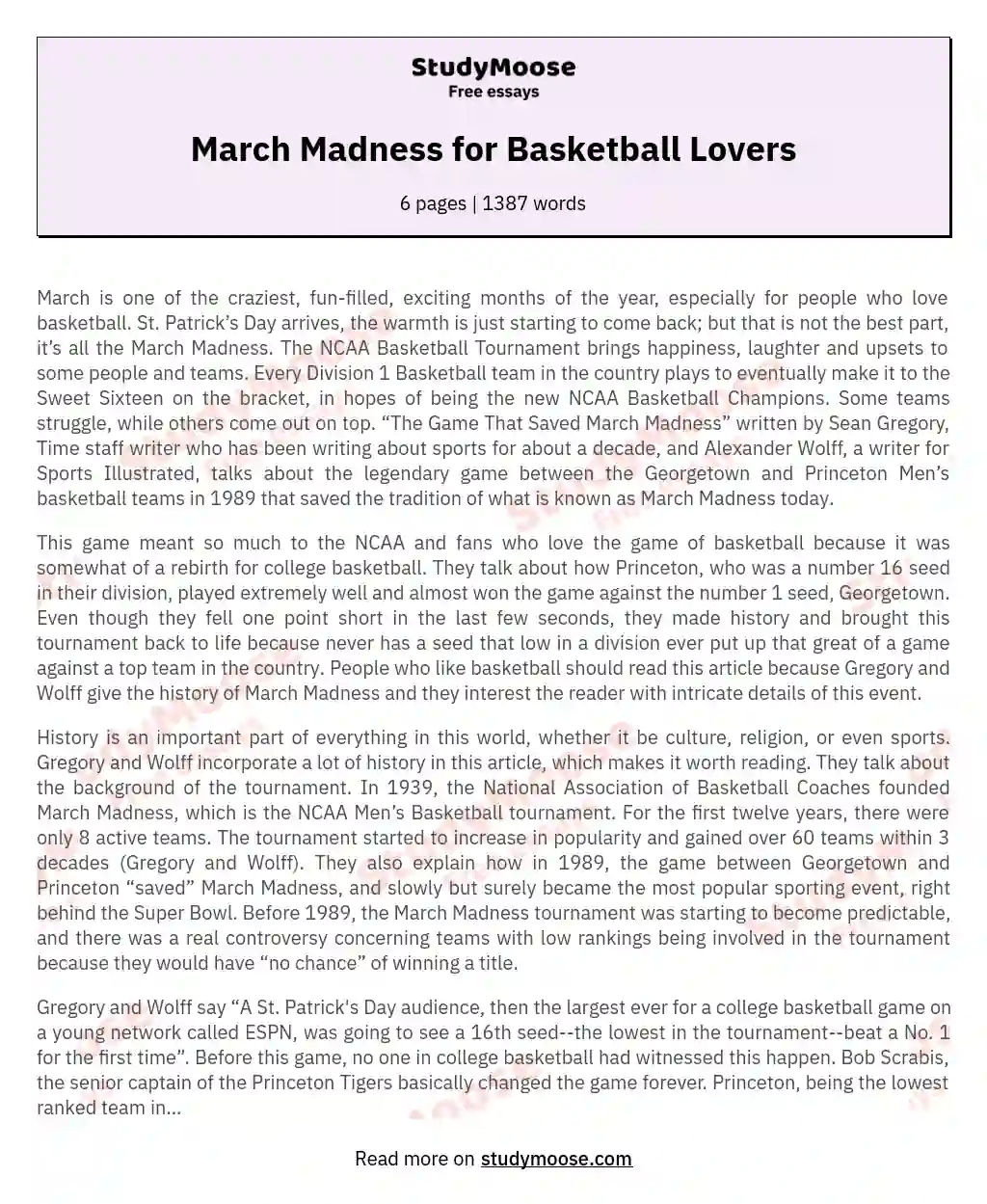 March Madness for Basketball Lovers