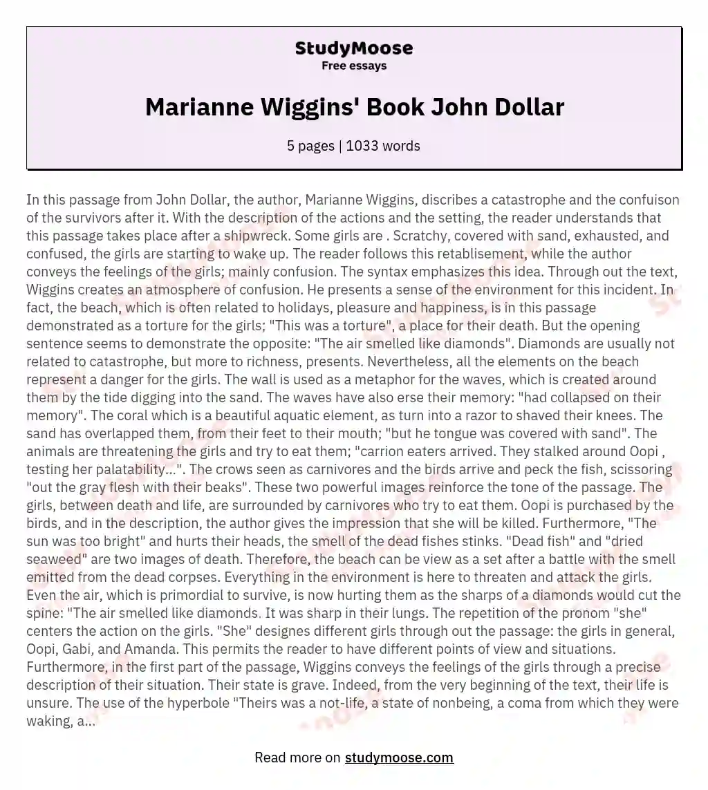 Marianne Wiggins' Book John Dollar essay