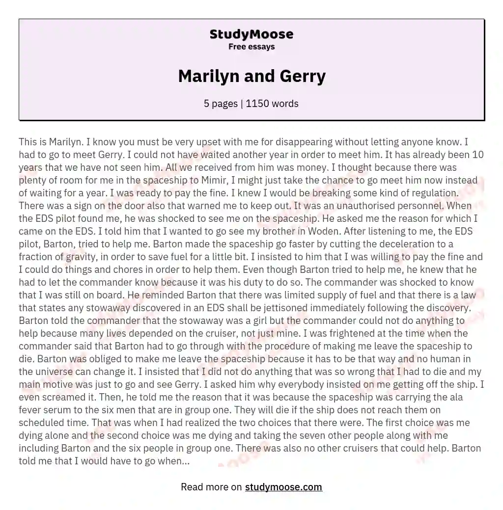 Marilyn and Gerry essay