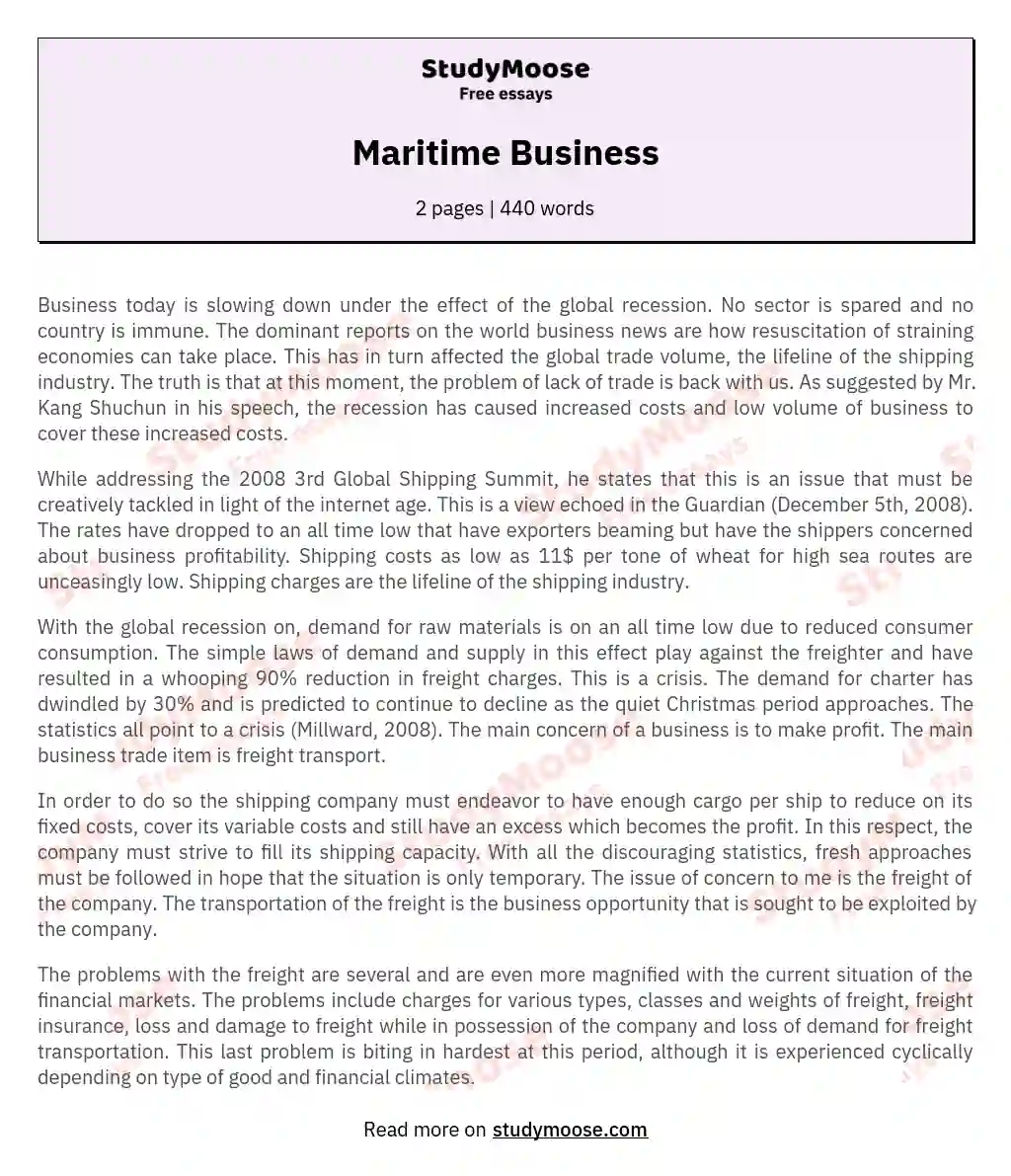 Maritime Business essay