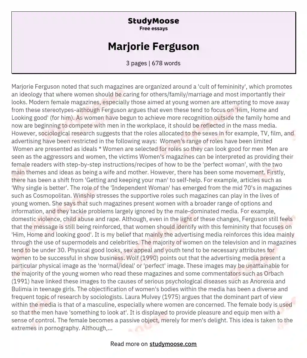 Marjorie Ferguson essay