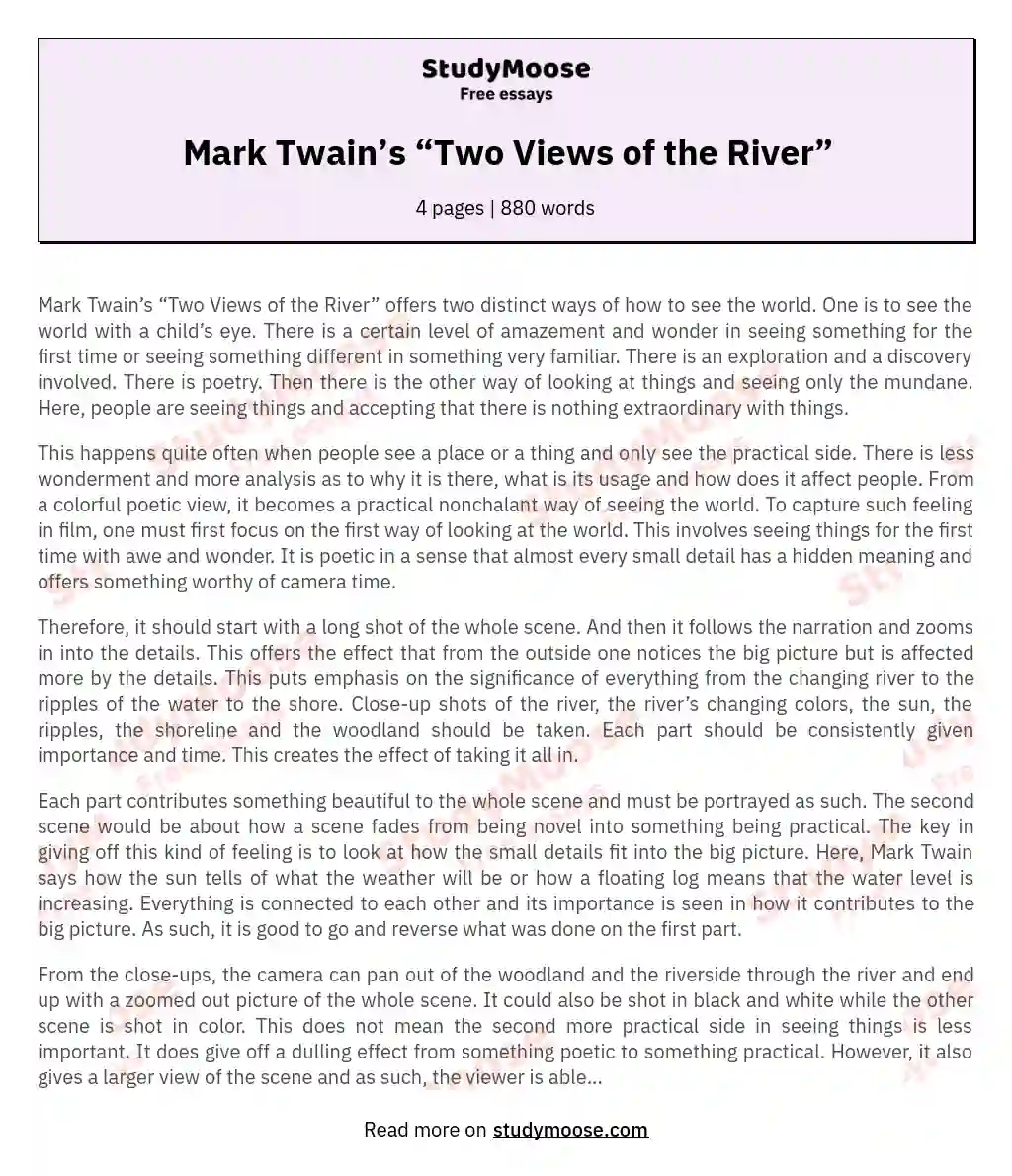 Mark Twain’s “Two Views of the River”