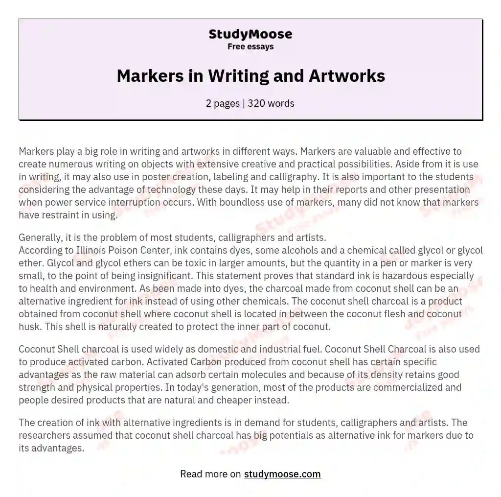 Markers in Writing and Artworks essay