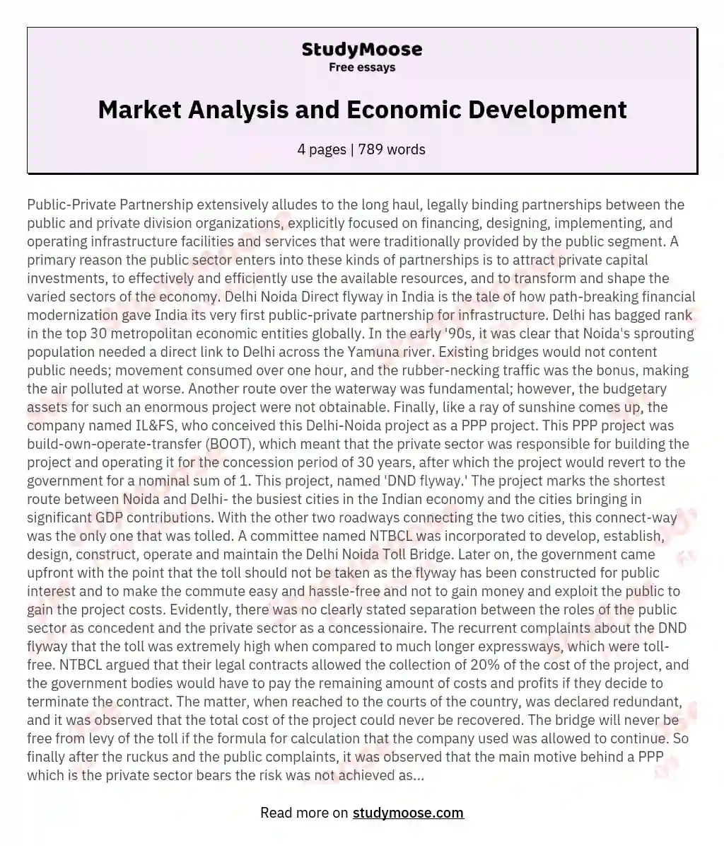 Market Analysis and Economic Development essay