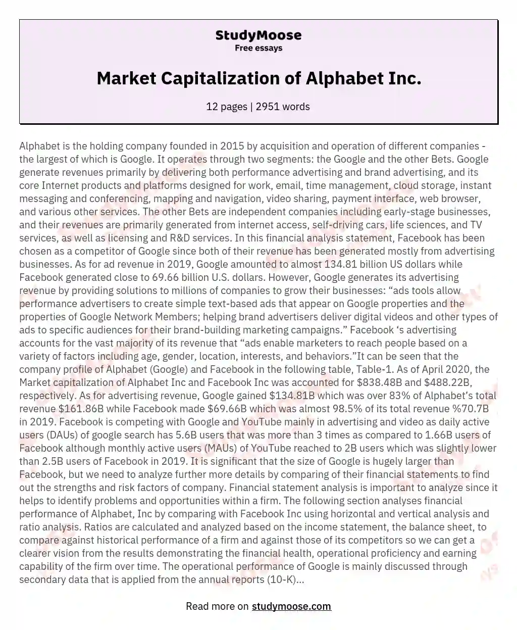 Market Capitalization of Alphabet Inc.