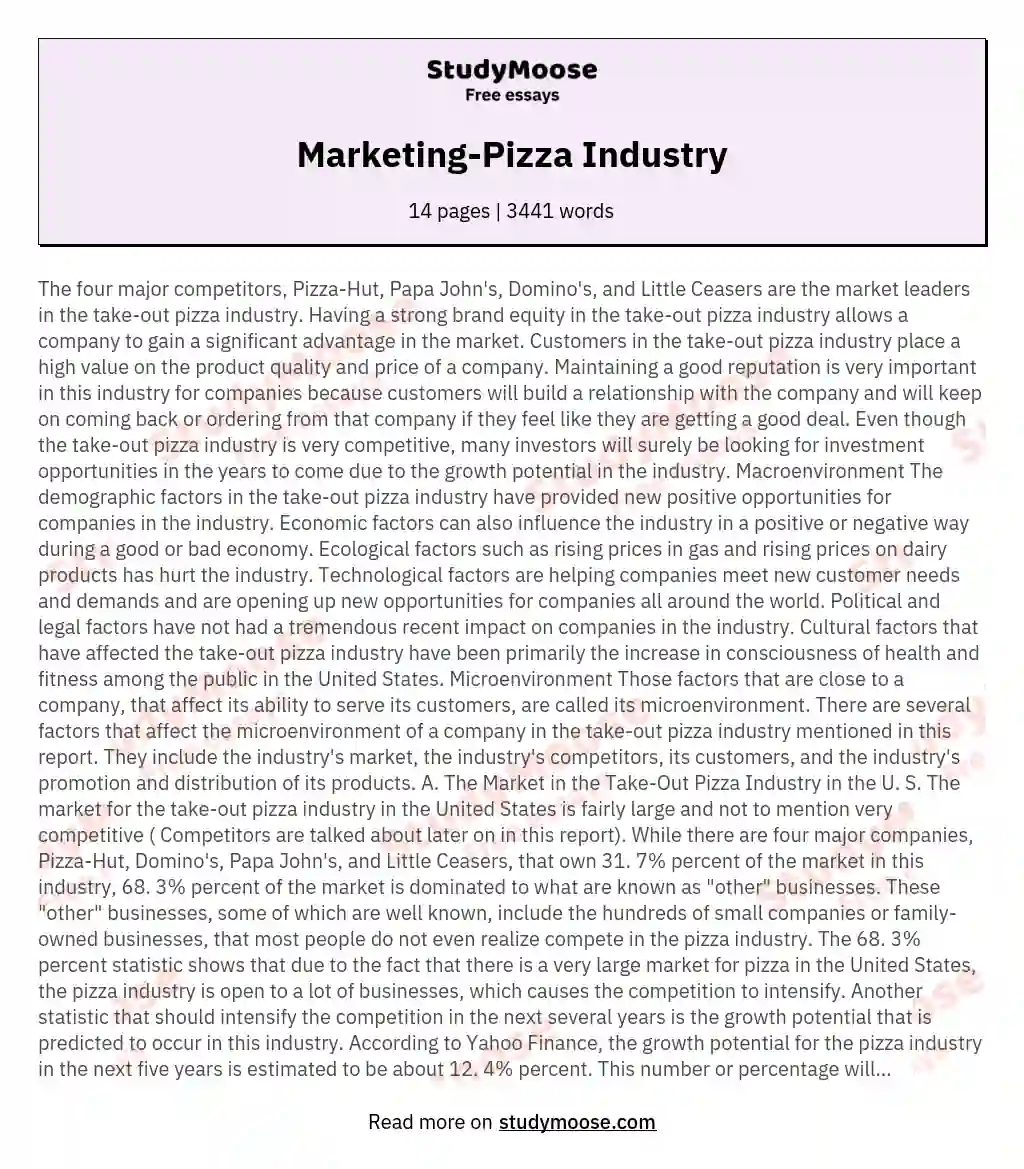 Marketing-Pizza Industry