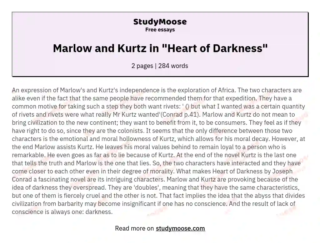 Marlow and Kurtz in "Heart of Darkness"