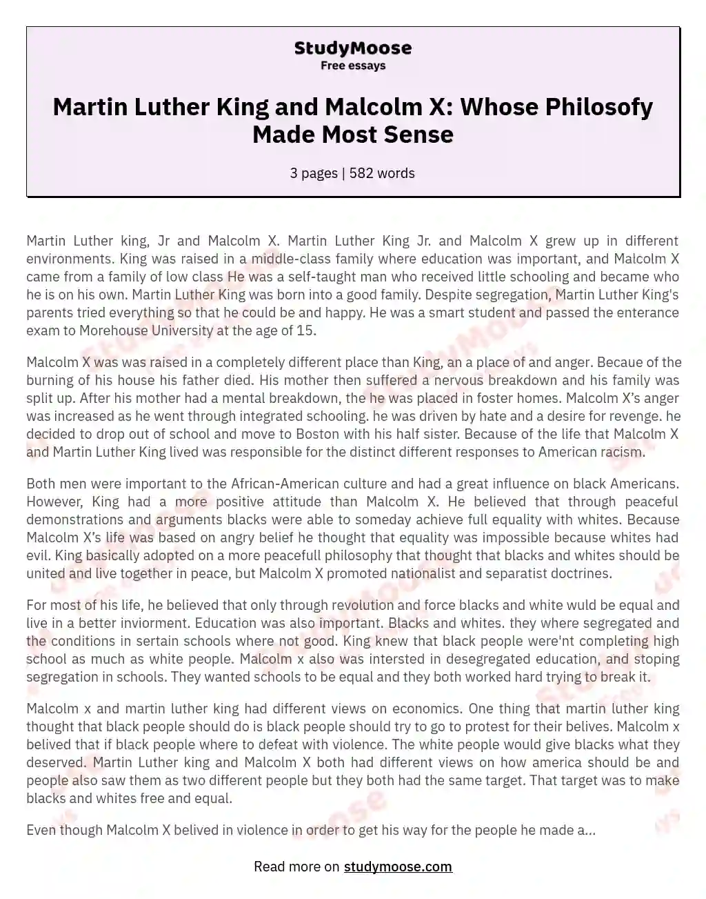 Martin Luther King and Malcolm X: Whose Philosofy Made Most Sense