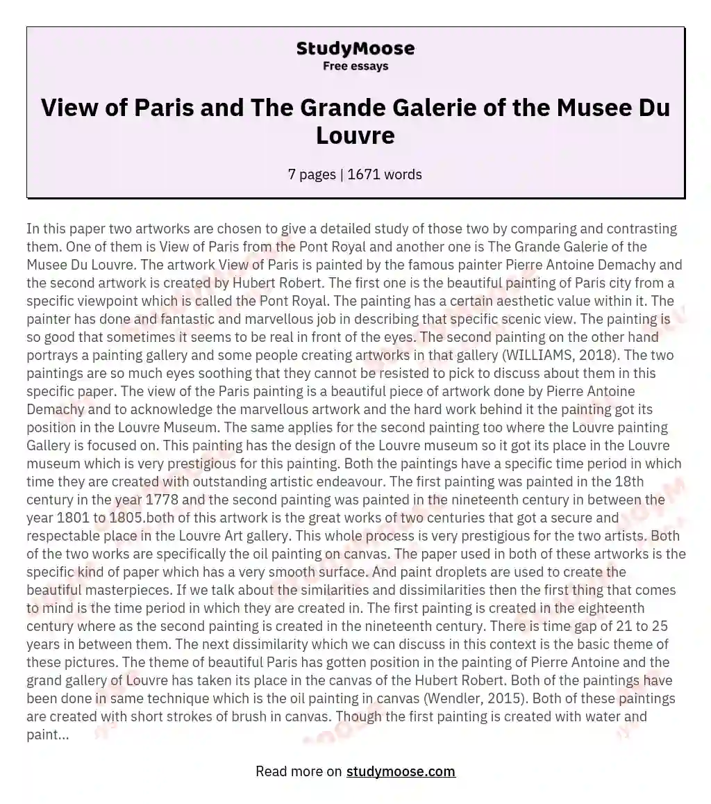 View of Paris and The Grande Galerie of the Musee Du Louvre essay