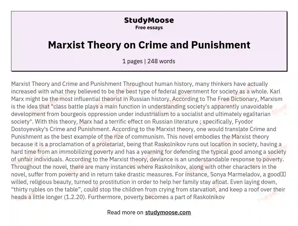 marxist view of crime essay