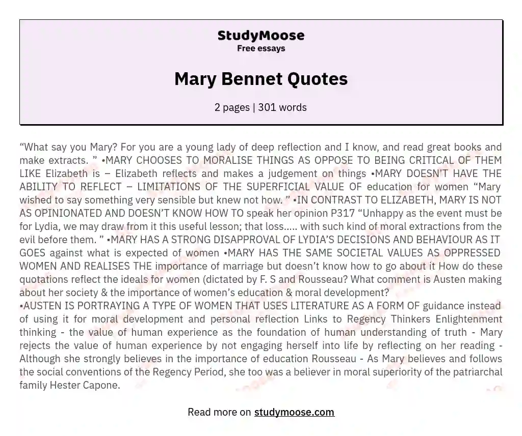 Mary Bennet Quotes