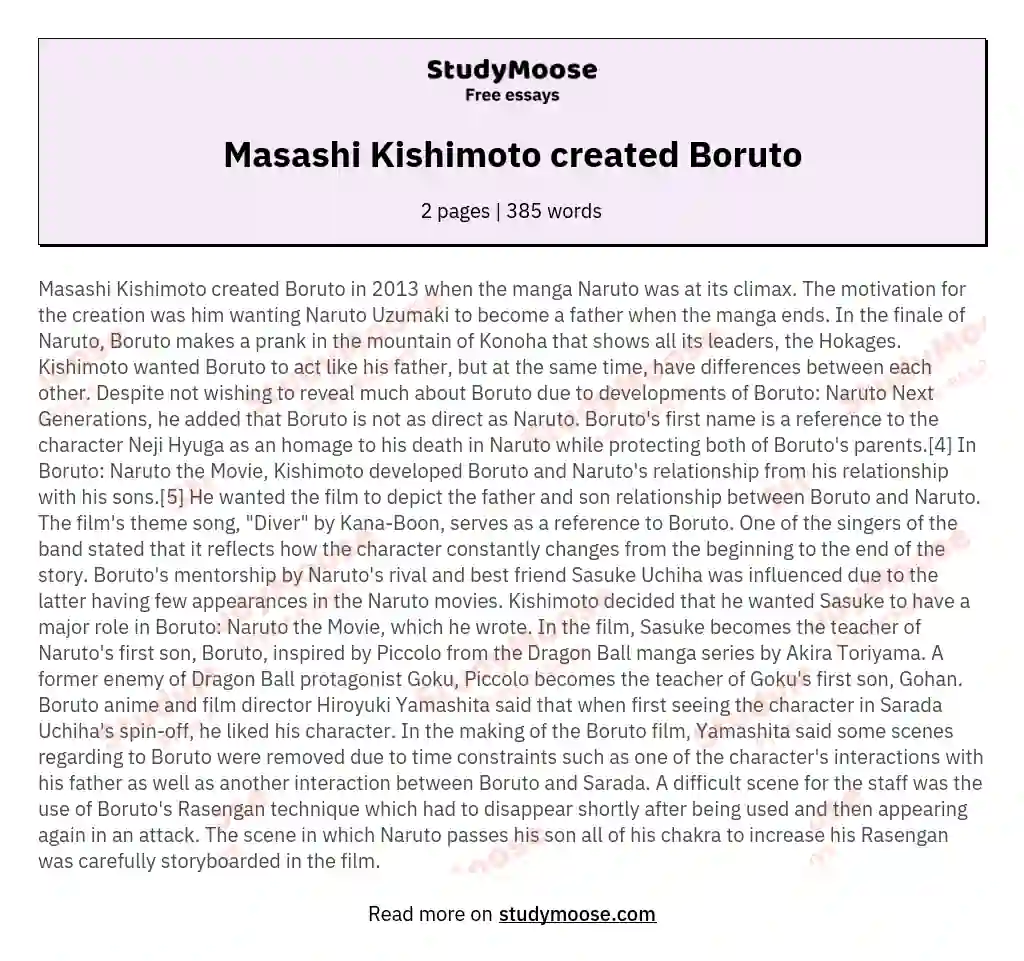 Masashi Kishimoto created Boruto