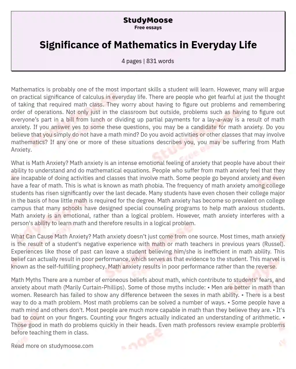 Significance of Mathematics in Everyday Life