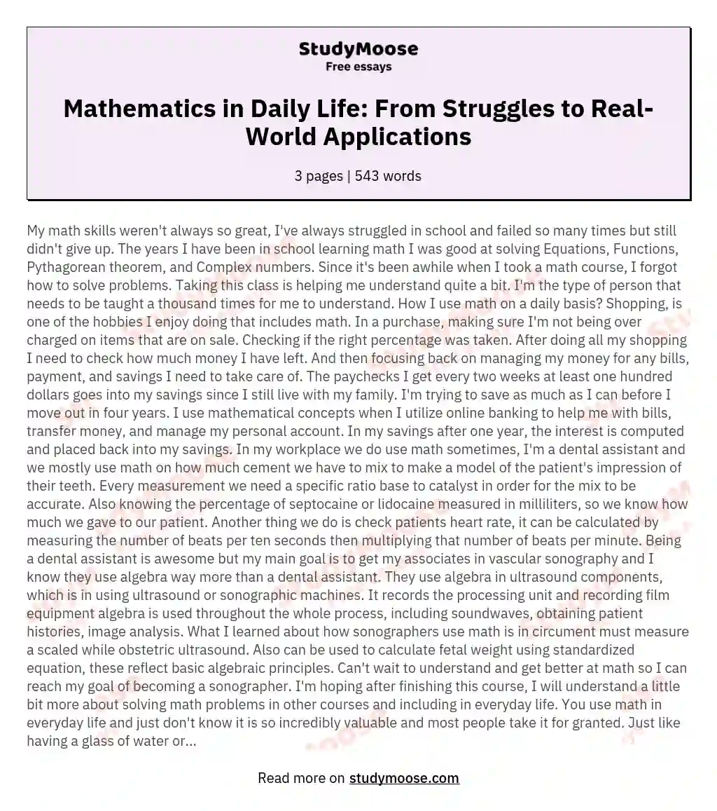 math in everyday life essay