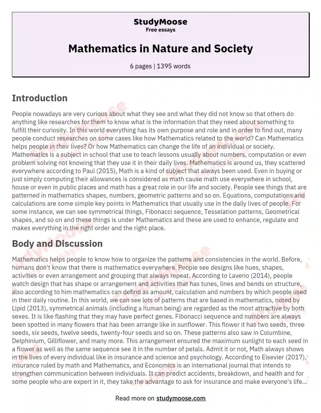Mathematics in Nature and Society