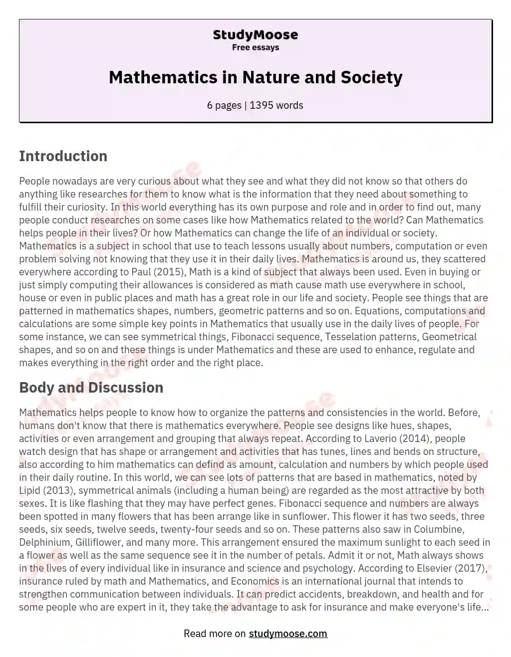 mathematics university essay