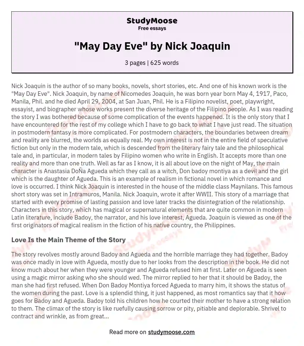 "May Day Eve" by Nick Joaquin