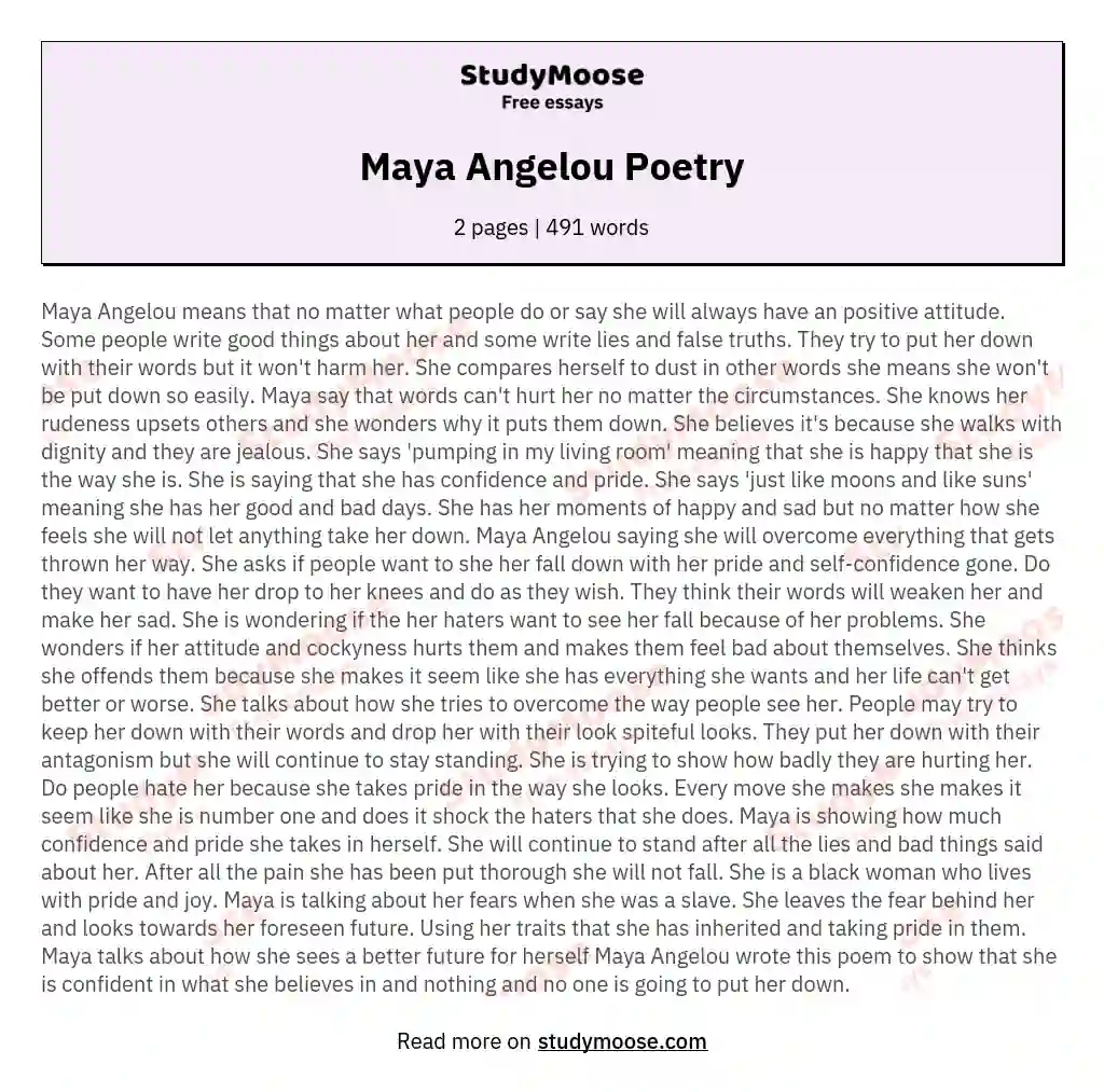 Maya Angelou Poetry essay