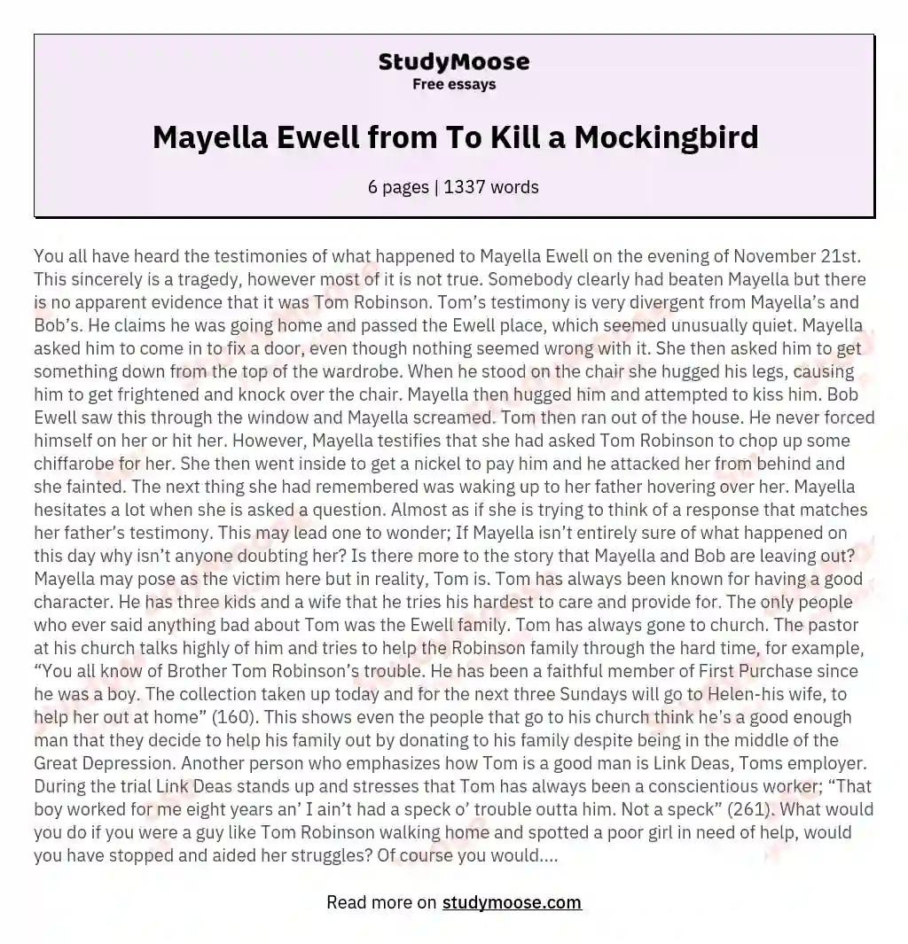 Mayella Ewell from To Kill a Mockingbird