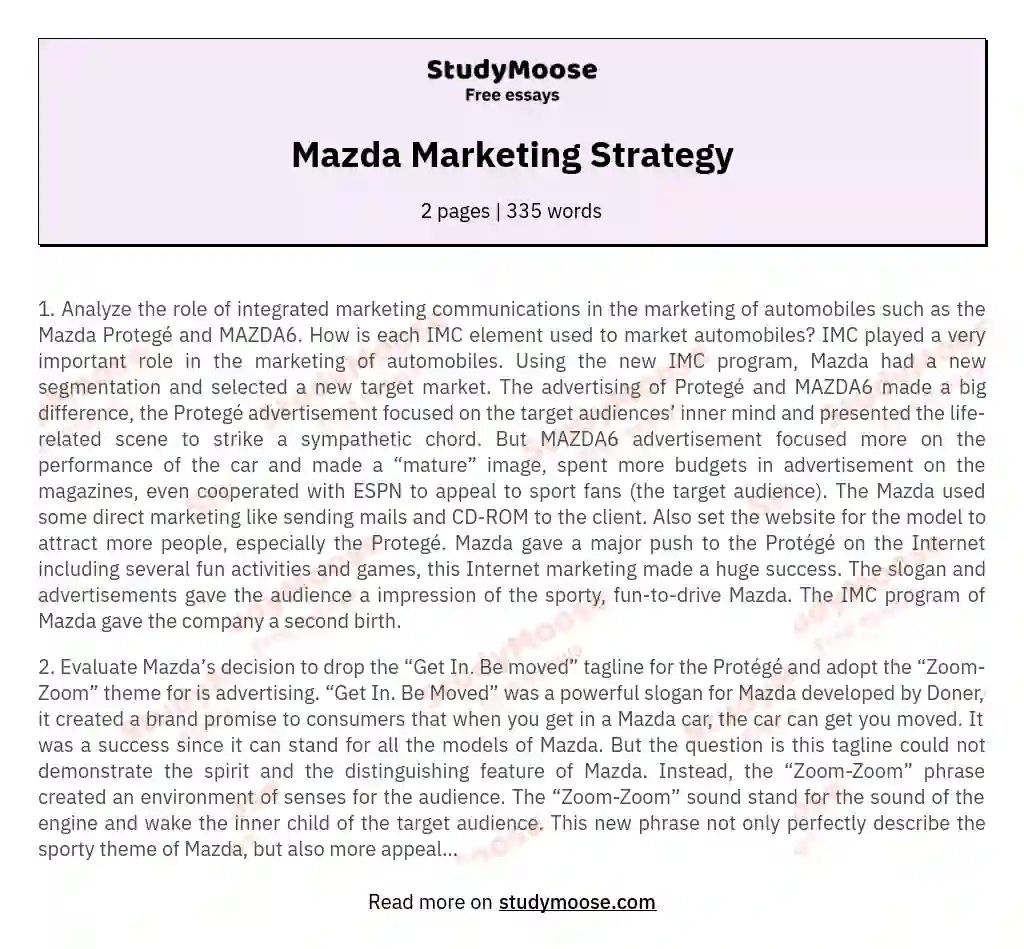 marketing strategy essay