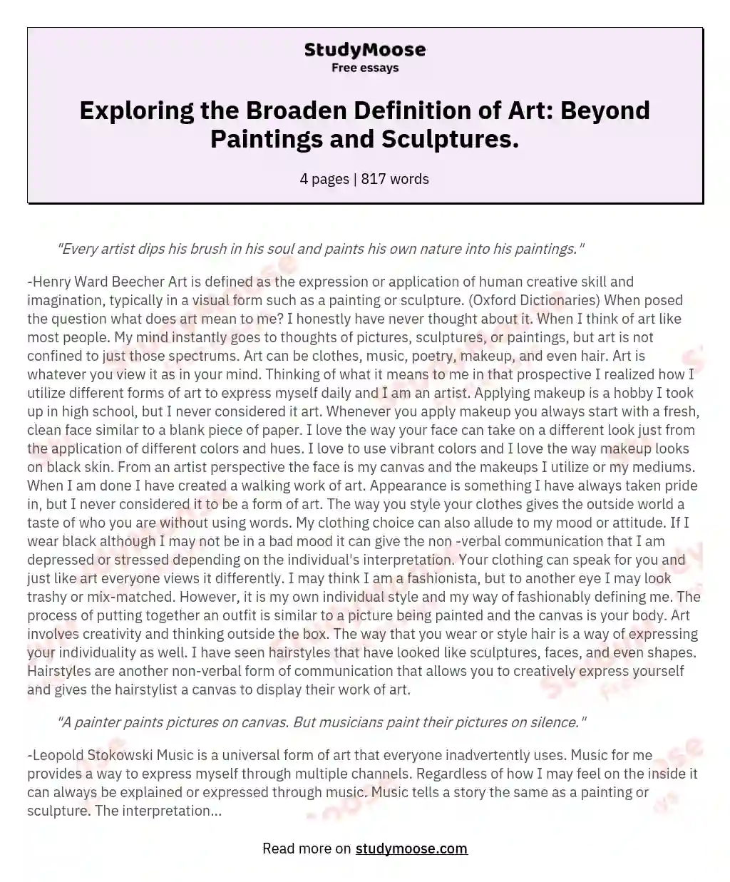 meaning of art essay