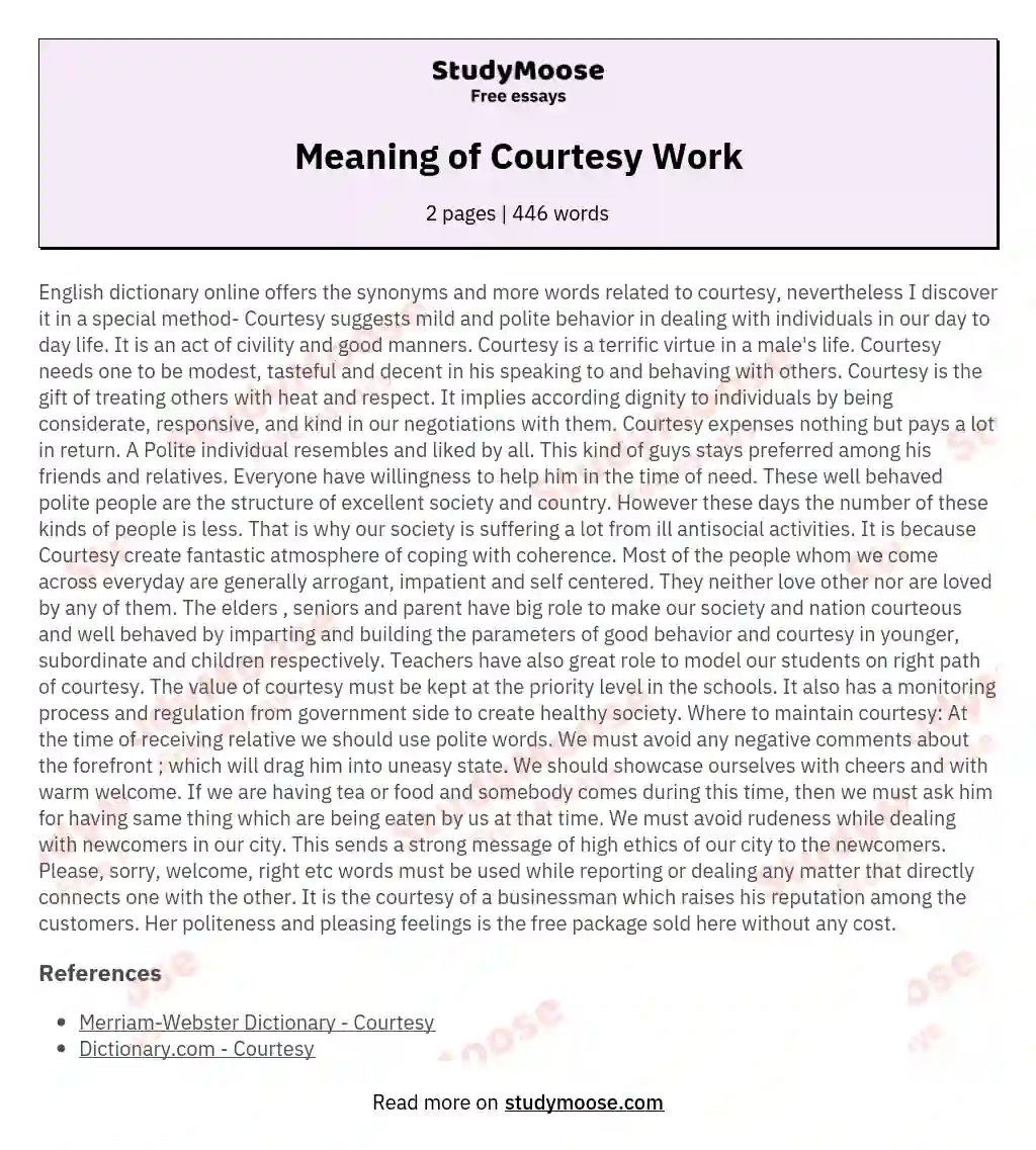 Meaning of Courtesy Work essay