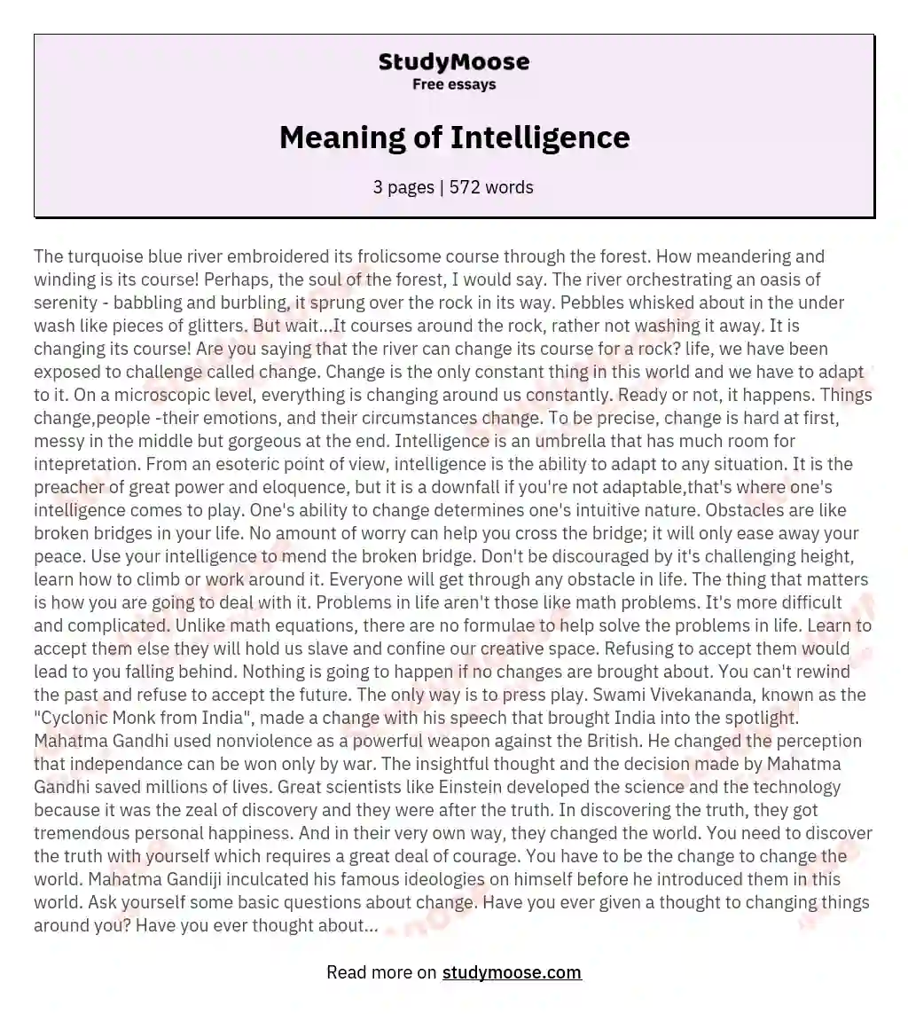 Meaning of Intelligence essay