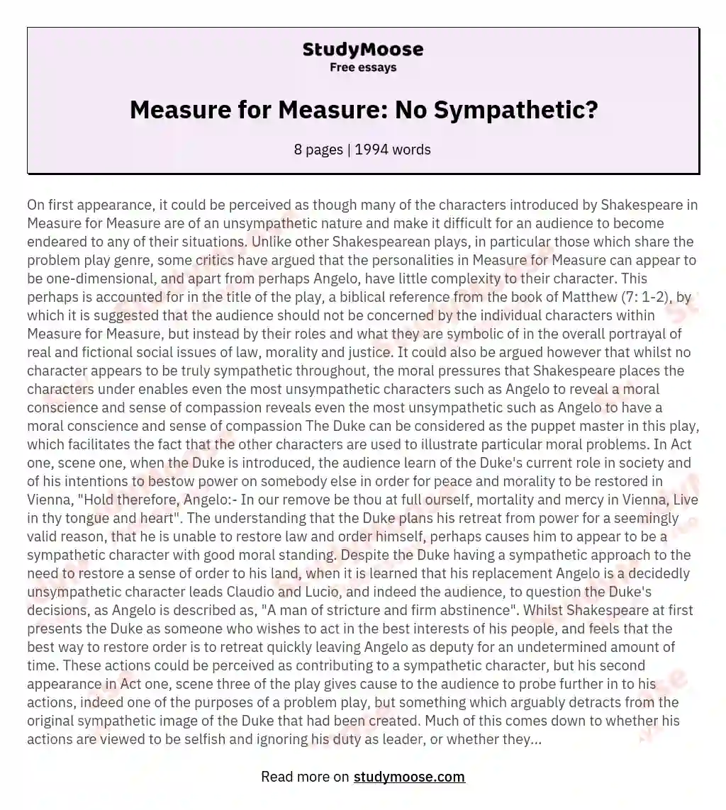 Measure for Measure: No Sympathetic?