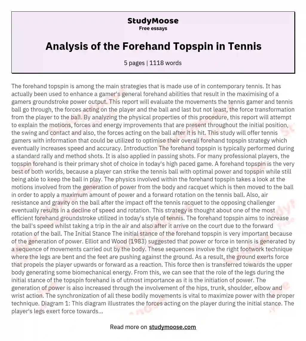 Analysis of the Forehand Topspin in Tennis essay