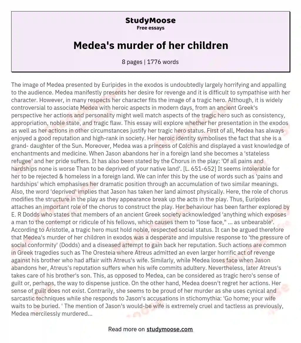 Medea's murder of her children essay