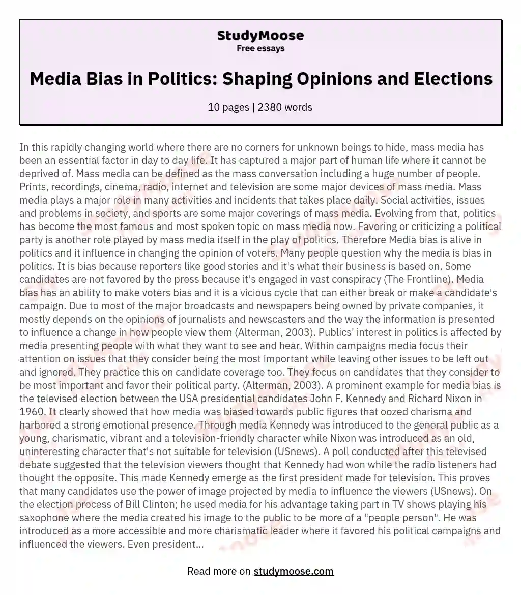 Media bias in politics