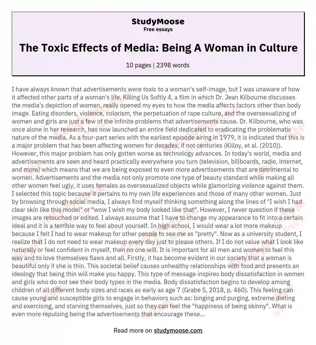 The Toxic Effects of Media: Being A Woman in Culture