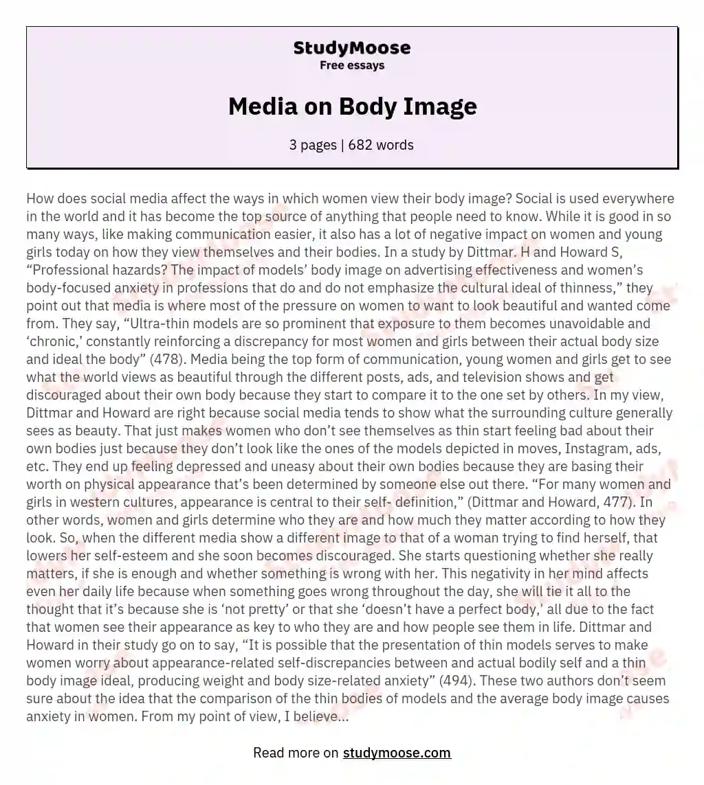 Media on Body Image essay