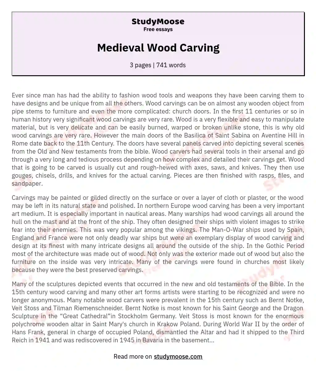 Medieval Wood Carving essay