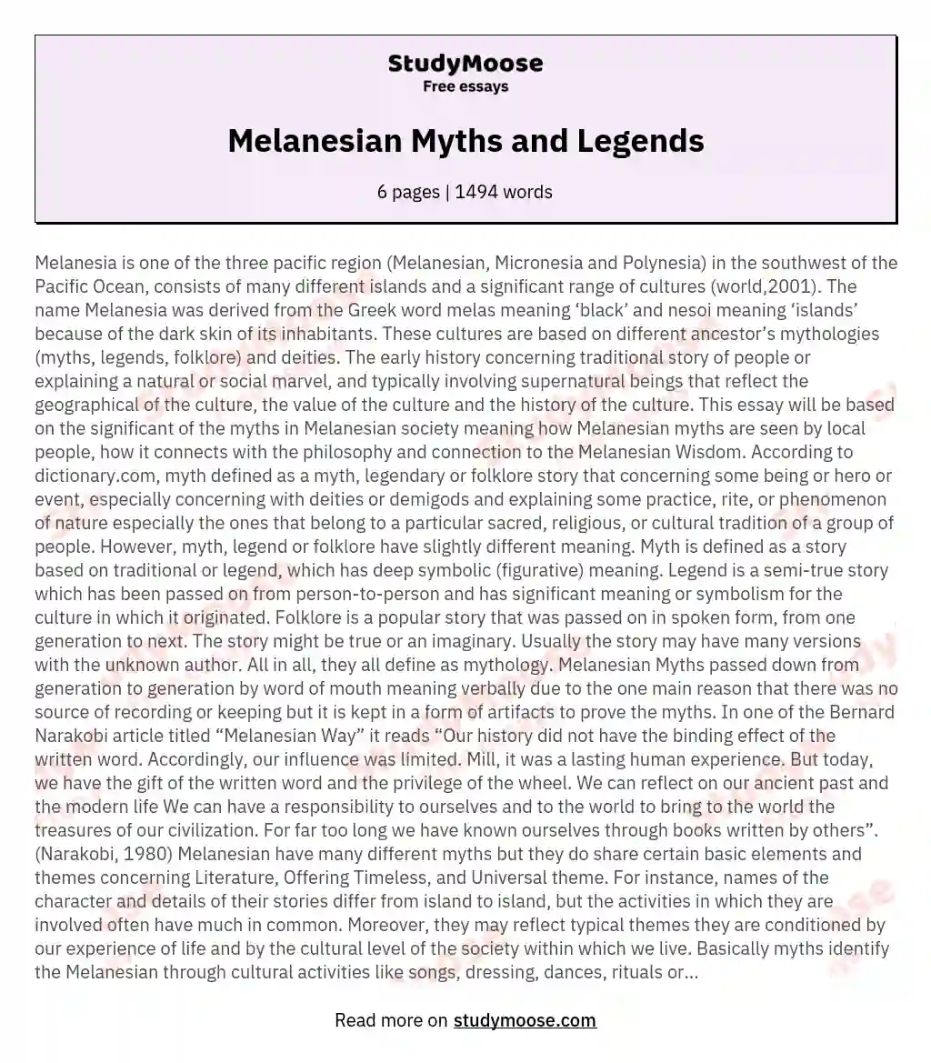 Melanesian Myths and Legends