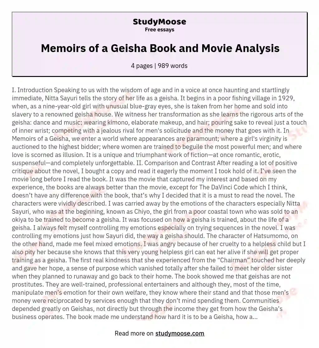 geisha book review essay