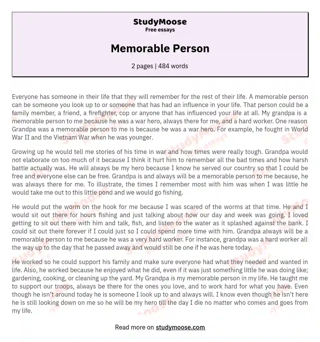 Memorable Person essay