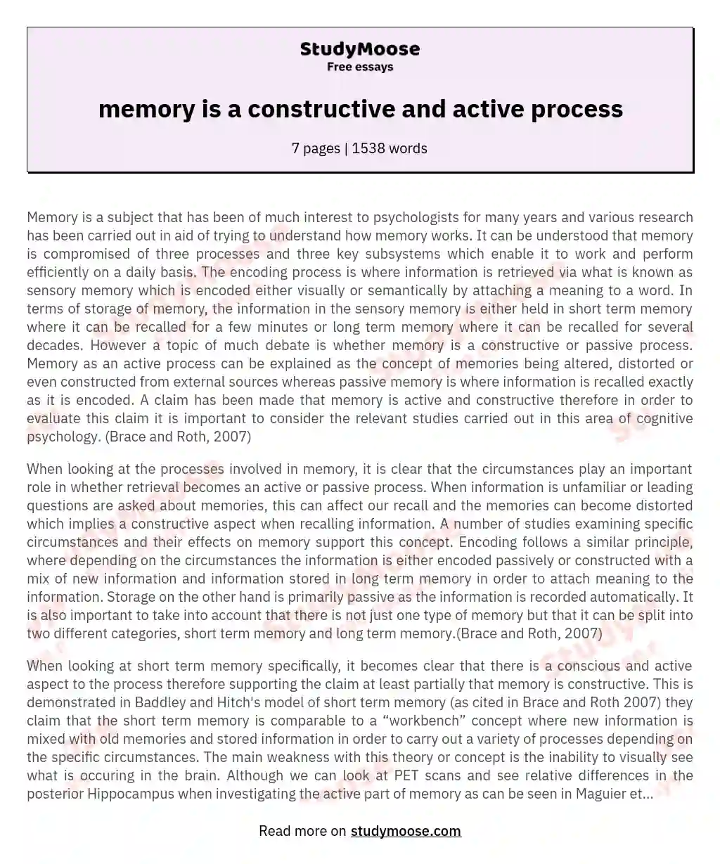 memory is a constructive and active process