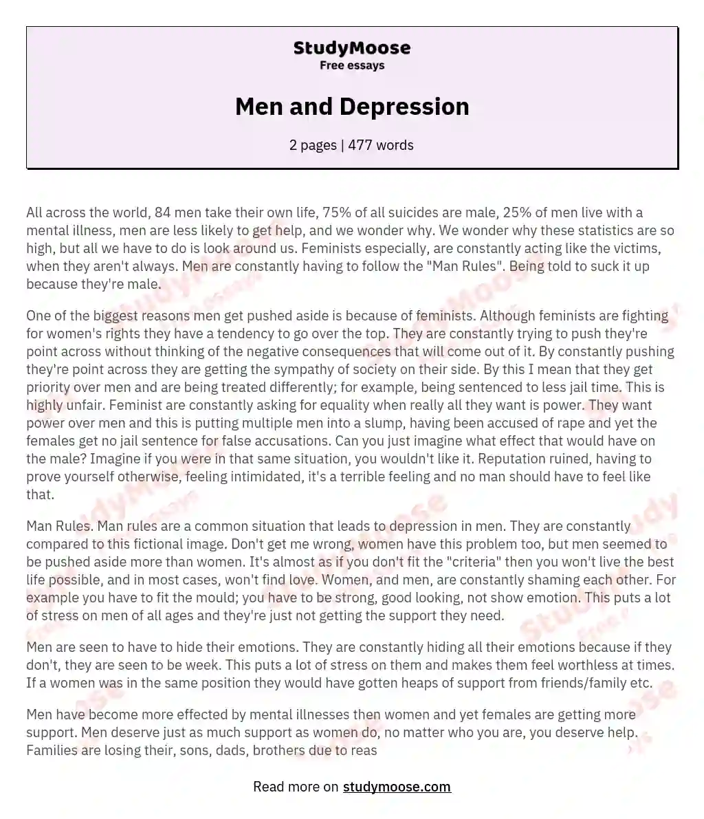 essay about men's mental health