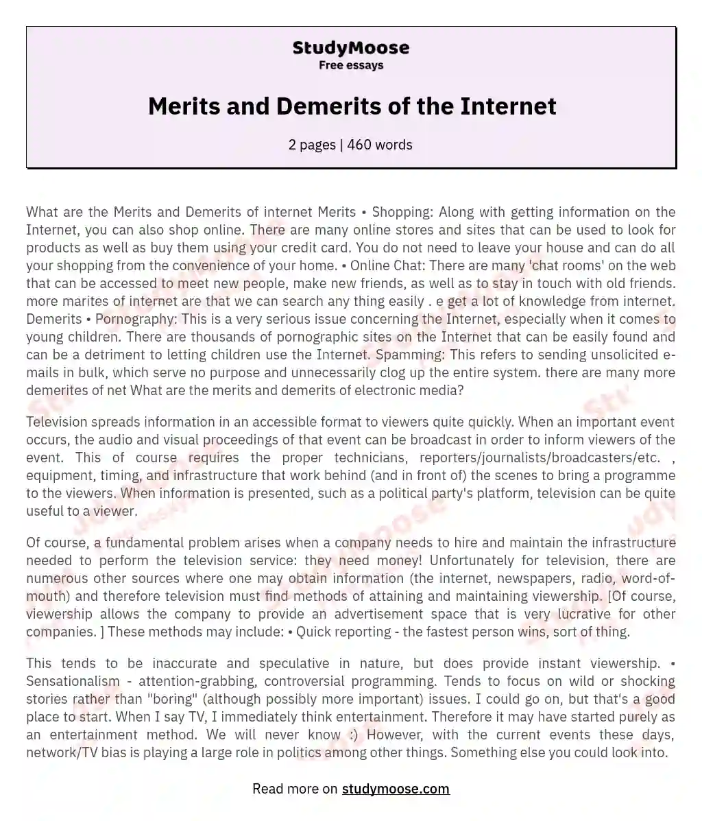 Merits and Demerits of the Internet