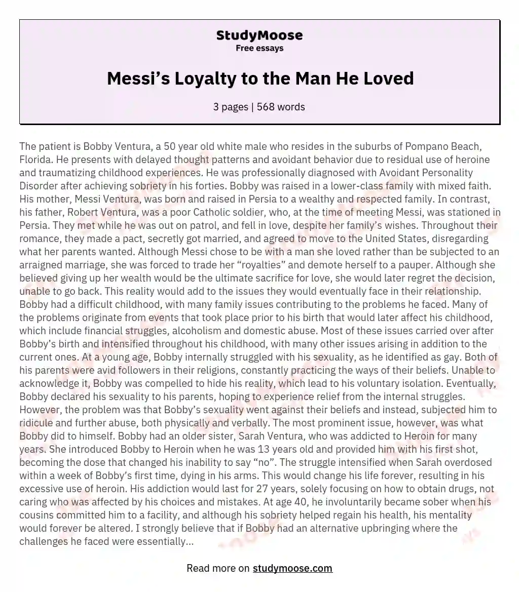 Messi’s Loyalty to the Man He Loved essay