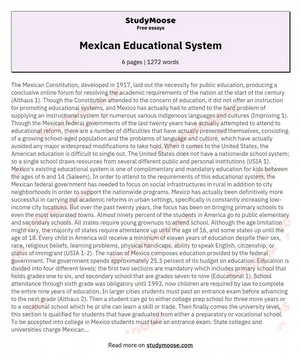 Mexican Educational System essay