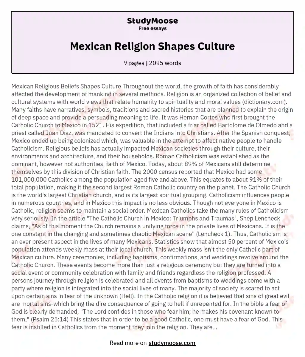 Mexican Religion Shapes Culture essay