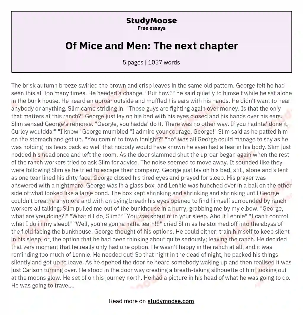 Of Mice and Men: The next chapter essay