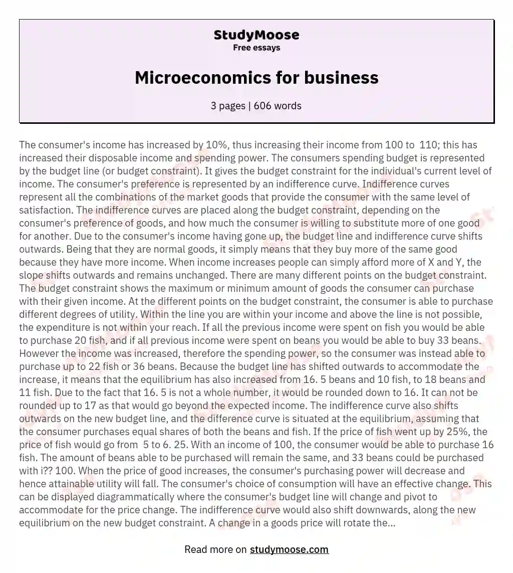 Microeconomics for business essay