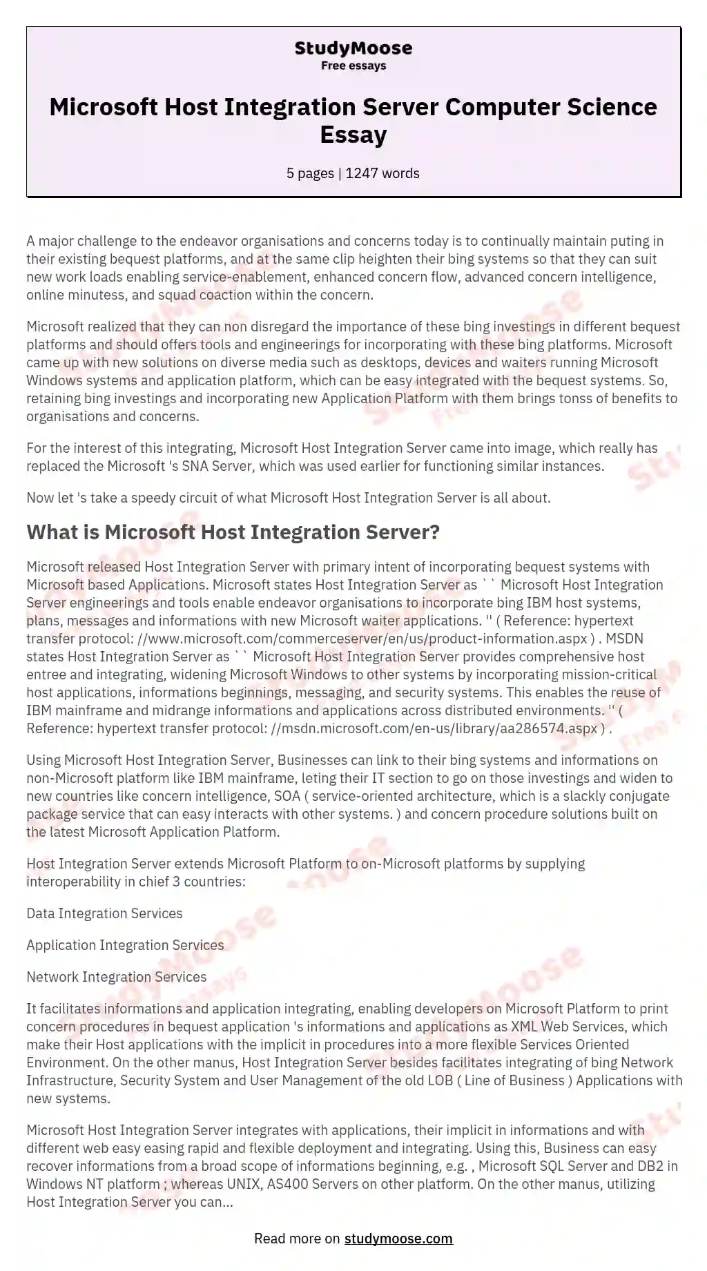 Microsoft Host Integration Server Computer Science Essay