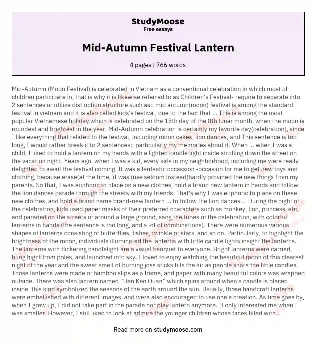 Mid-Autumn Festival Lantern essay