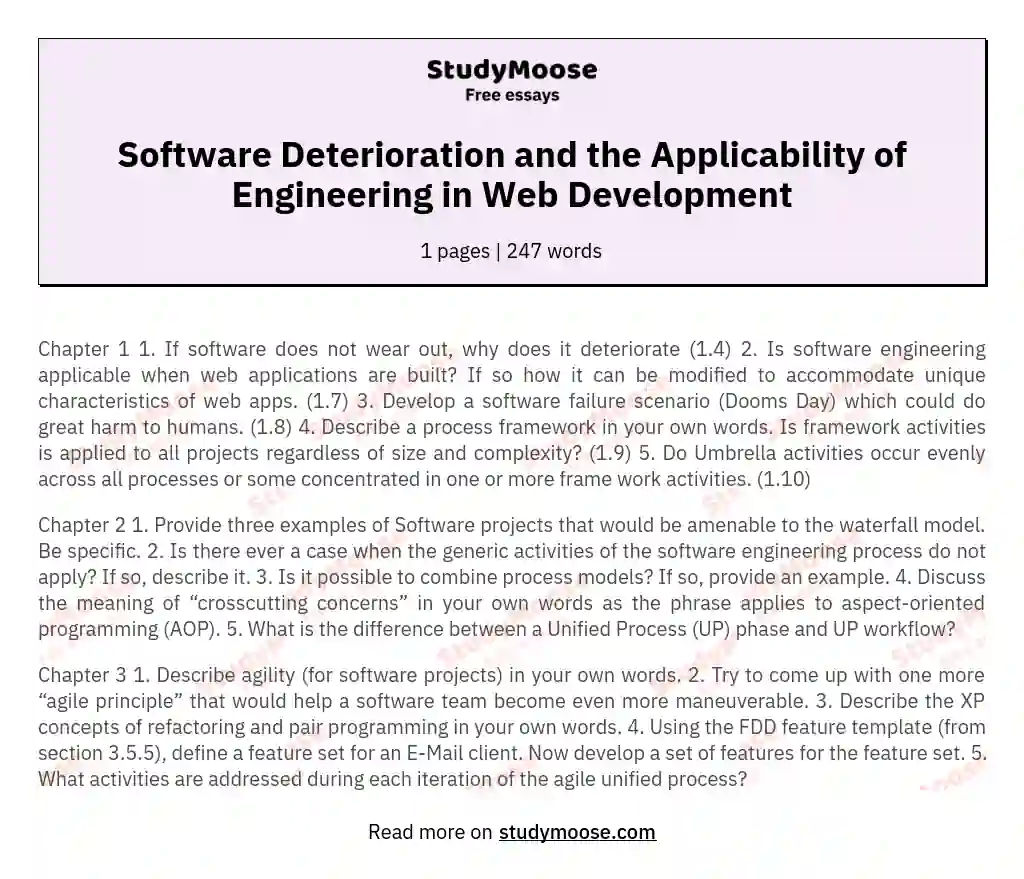 Software Deterioration and the Applicability of Engineering in Web Development essay